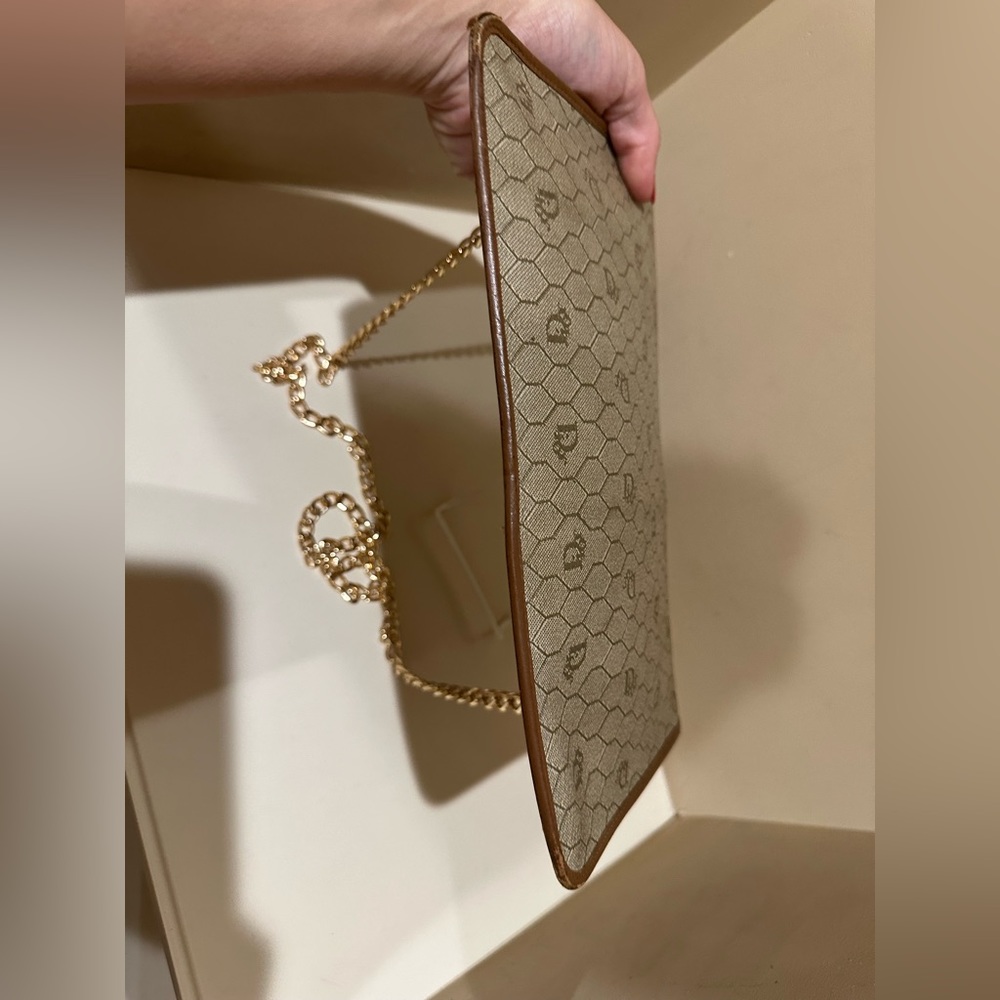 Christian Dior Vintage, Honeycomb, Coated Canvas Pouch w/added unbranded chain - Picture 6 of 13